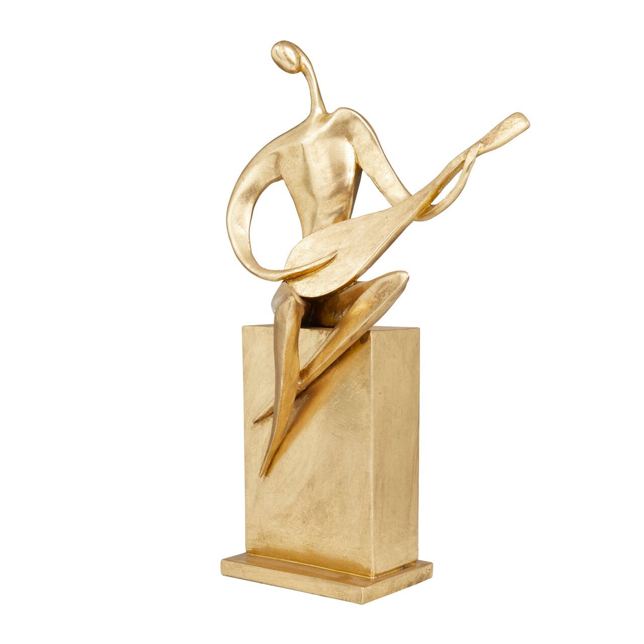 Gold Polystone Contemporary Sculpture, 20&#x22; x 11&#x22; x 7&#x22;